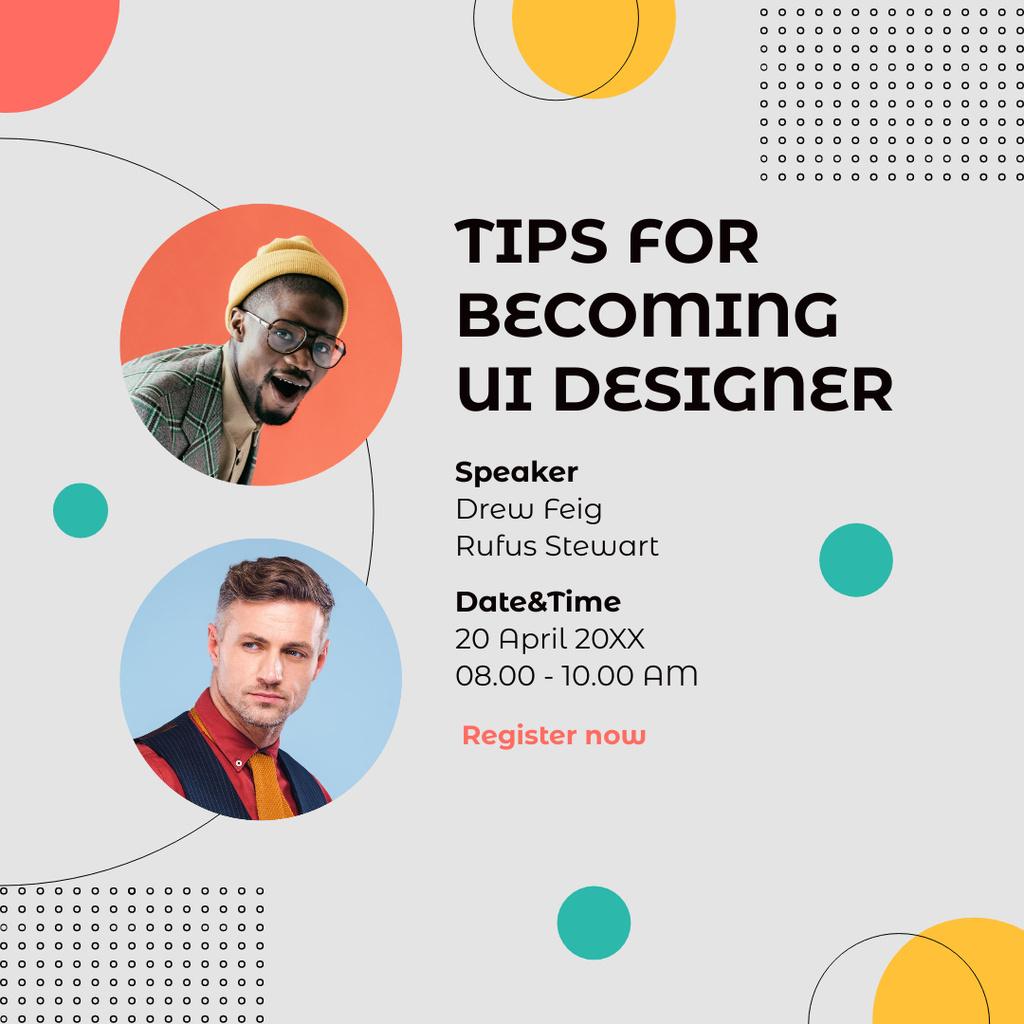 Webinar Offer with Tips for Beginner UI Designers Instagram Modelo de Design
