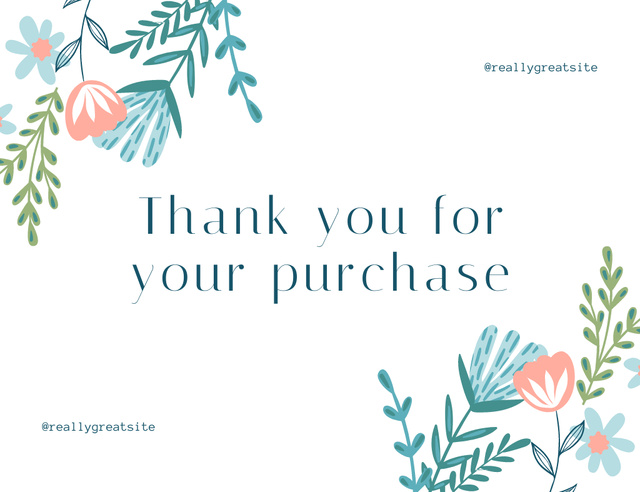 Thank You For Your Purchase Text Thank You Card 5.5x4in Horizontal Design Template