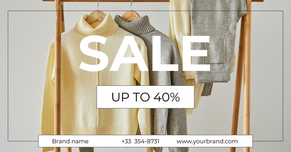 Autumn Sale Announcement For Sweaters On Hangers Facebook AD Πρότυπο σχεδίασης
