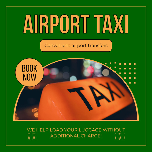 Airport Taxi Transfer Service Offer Animated Post Design Template