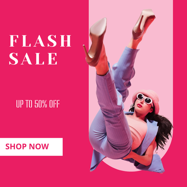Designvorlage Female Fashion Clothes Sale on Pink für Instagram