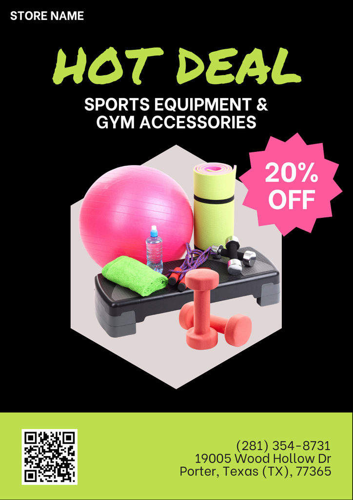 Sale of Sports Goods and Accessories Poster – шаблон для дизайна
