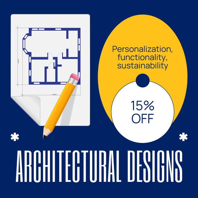 Szablon projektu Services of Architectural Design with Blueprint Instagram AD