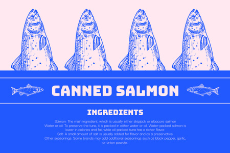 Canned Salmon Retail Blue and Pink Label Design Template