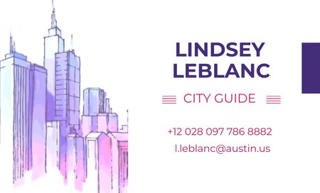 City Guide Offer with Skyscrapers on Blue Business Card 91x55mm Design Template