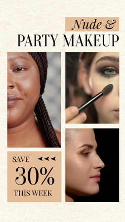 Nude And Party Makeups Offer With Discount Instagram Video Story Design Template
