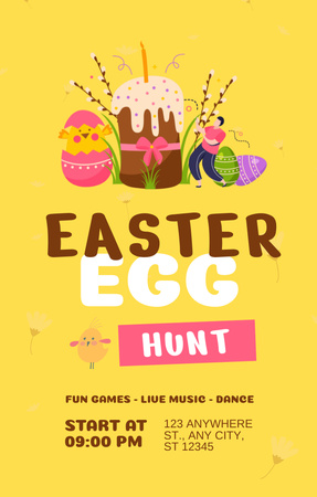 Colorful Announcement about Easter Egg Hunt Invitation 4.6x7.2in Design Template