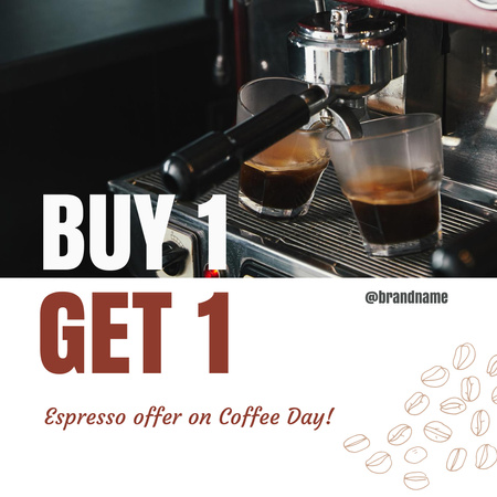 Two Cups of Espresso in Coffee Machine Instagram Design Template