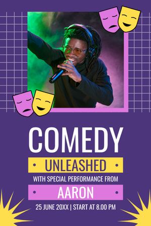 Comedy Show with African American Artist on Stage Tumblr Design Template