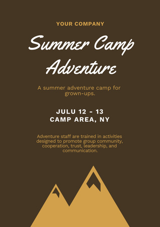 Plantilla de diseño de Anuncio de campamento de verano en marrón Poster 