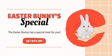 Plantilla de diseño de Ilustración del lindo conejito de Pascua en la mano Twitter 