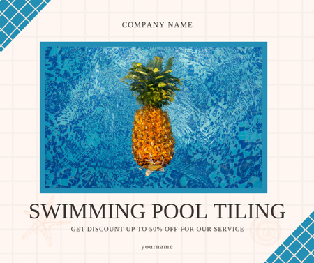 Ontwerpsjabloon van Facebook van Advertisement for Sale of Pool Tiles with Pineapple