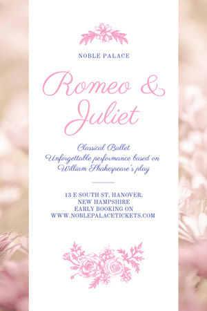 Romeo and Juliet ballet performance announcement Flyer 4x6in Design Template