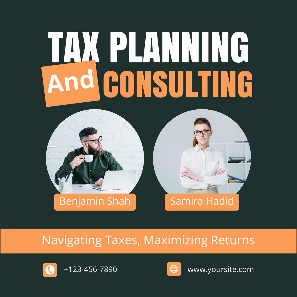 Services of Tax Planning and Consulting with Businesspeople LinkedIn postデザインテンプレート