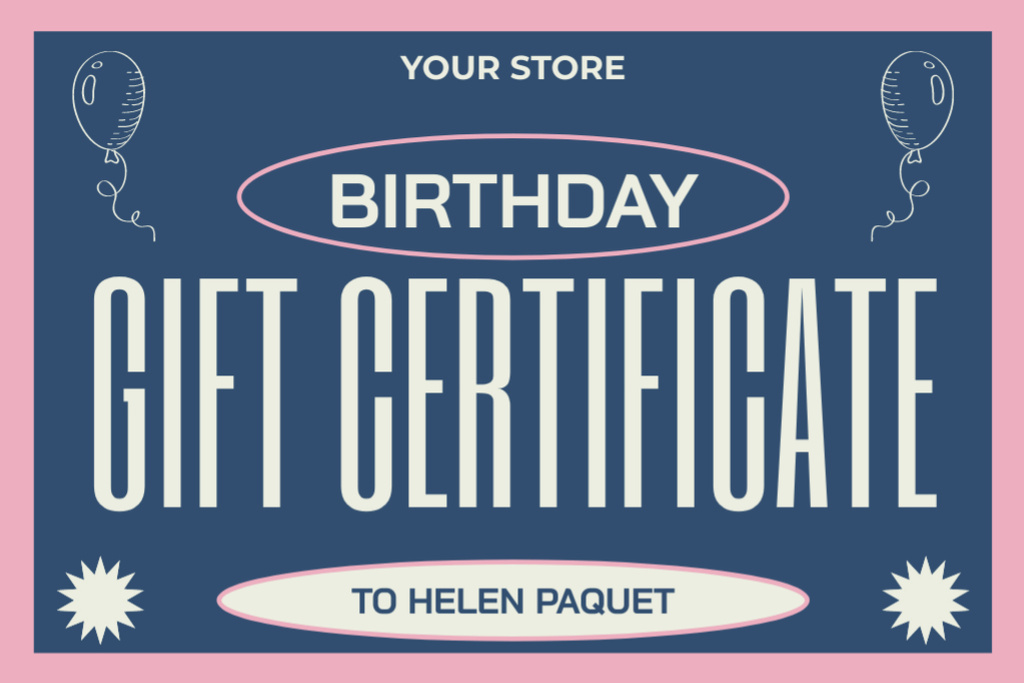 Blue Birthday Gift Voucher Gift Certificate – шаблон для дизайна