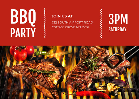 BBQ party Announcement Card Design Template