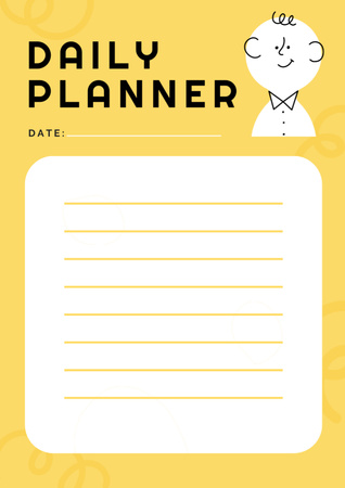 Personal Planner And Time Manager with Doodle Man in Yellow Schedule Planner Tasarım Şablonu