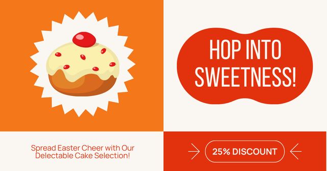 Ontwerpsjabloon van Facebook AD van Easter Sweet Desserts Offer with Cupcake