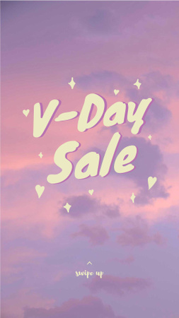 Platilla de diseño V-day sale on pink Sky Instagram Story