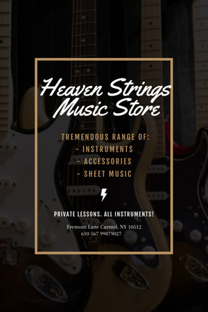 Guitars in Music Store Invitation 6x9in Design Template