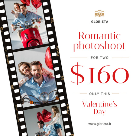 Valentine's Day Couple on scooter at Photoshoot Instagram Design Template