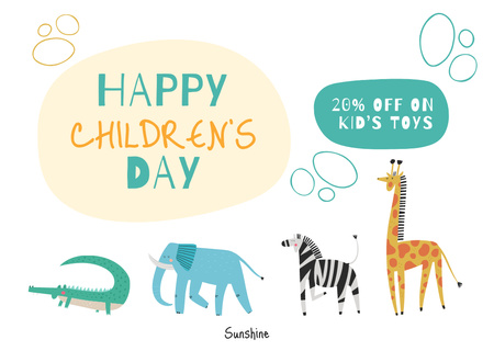 Discount Toys Ad for Children’s Day Card Design Template