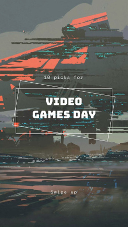 Video Games Day with Cyberspace Illustration Instagram Story Design Template