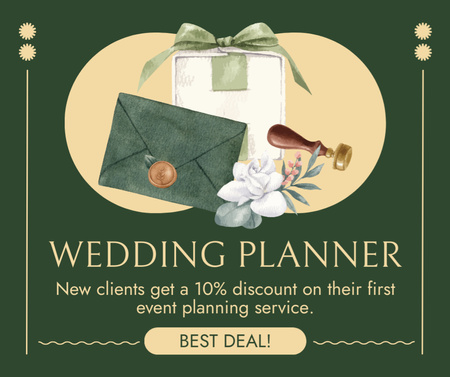 Wedding Planning Discount for New Clients Facebook Modelo de Design