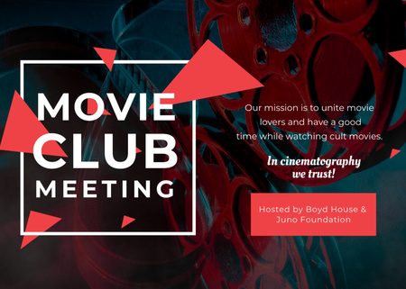 Movie Club Meeting Vintage Projector Postcard 5x7in Design Template