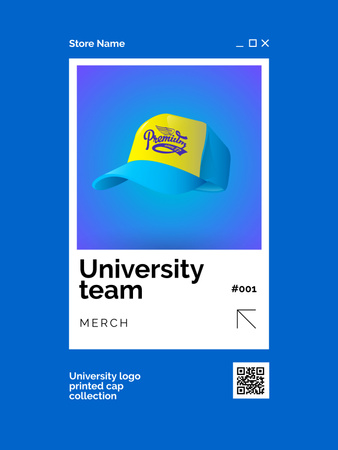 College Apparel and Merchandise with Blue Cap Poster US Design Template