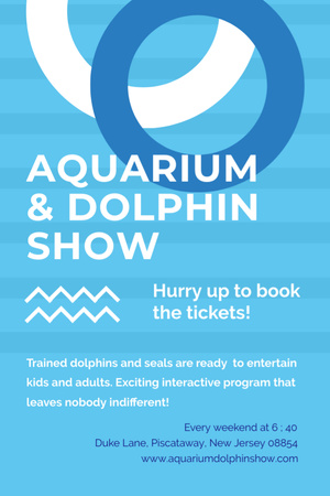 Aquarium Dolphin show invitation in blue Flyer 4x6in Design Template
