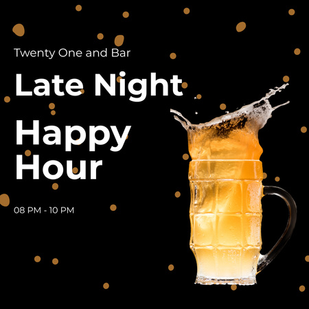 Ontwerpsjabloon van Instagram van Happy Hour-uitnodiging voor pub voor bier