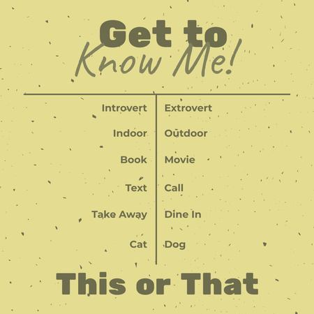 Get To Know Me Quiz on Yellow Instagram – шаблон для дизайна