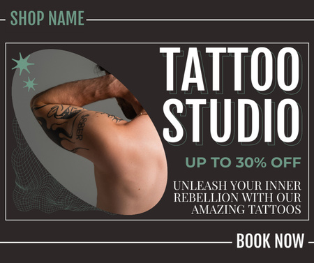 Ontwerpsjabloon van Facebook van Amazing Tattoos In Studio With Discount