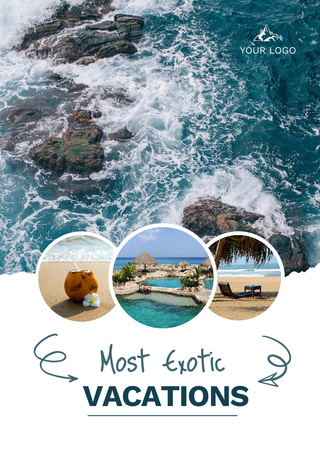 Ontwerpsjabloon van Postcard A6 Vertical van Exotic Vacations Offer With Ocean View