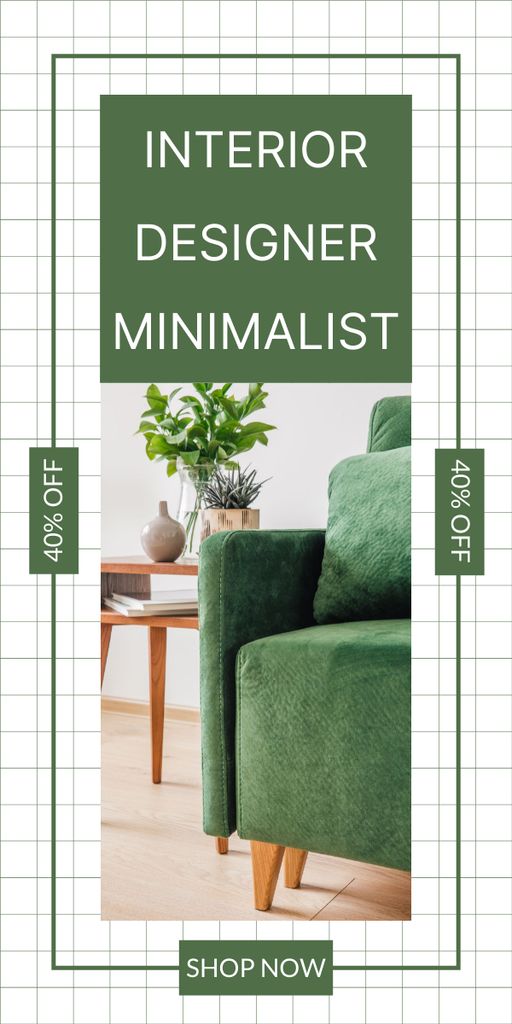 Services of Minimalistic Interior Designer Graphic Πρότυπο σχεδίασης