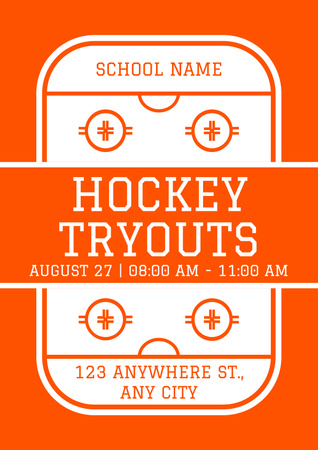 Enthusiastic Hockey Tryouts Announcement In Summer Poster Šablona návrhu