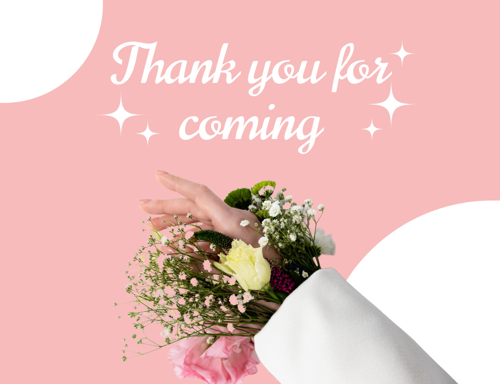 Plantilla de diseño de Thank You For Coming to Flower Shop Thank You Card 5.5x4in Horizontal 