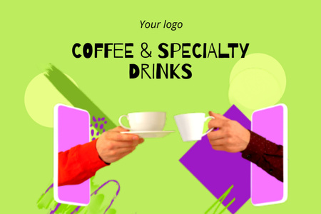 Bright Cafe Ad Postcard 4x6in Design Template