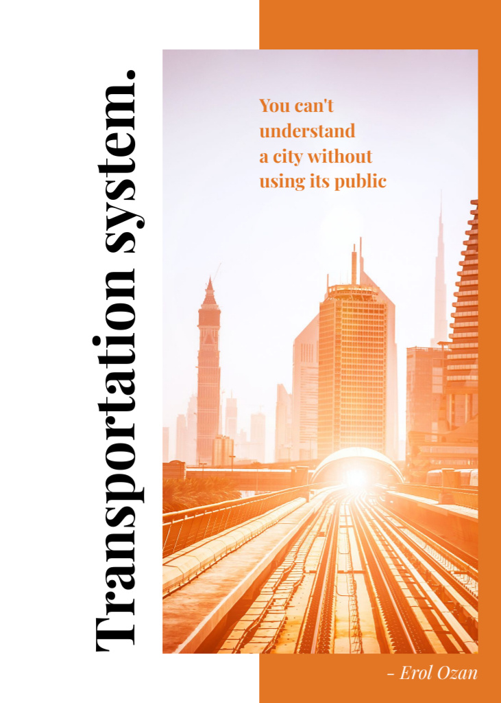 Modèle de visuel Transportation System With Traffic In City in Orange - Postcard 5x7in Vertical