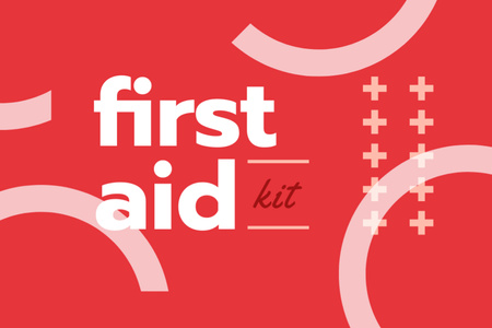 First Aid Kit promotion in red Label Design Template