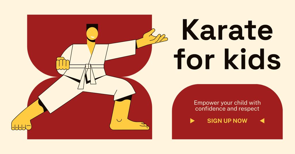 Modèle de visuel Offer of Karate Classes for Kids - Facebook AD