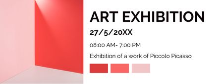 Designvorlage Art Exhibition Announcement with Red Square für Ticket