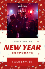 New Year Corporate Party Invitation with Cheerful People