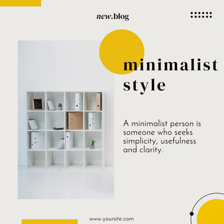 New Blog about Minimalist Style in Interior Instagram tervezősablon