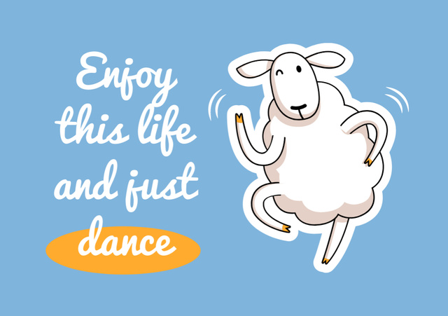 Inspirational Phrase With Cute Sheep Postcard A5 Πρότυπο σχεδίασης