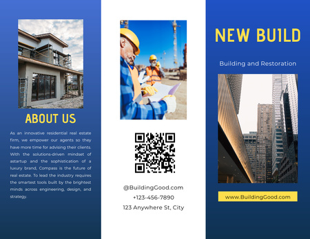 Designvorlage Immobilien und Bau Blau für Brochure 8.5x11in