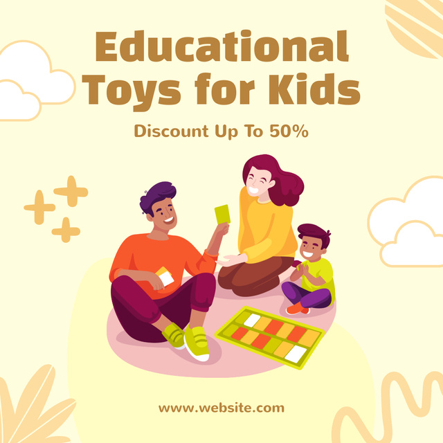 Sale of Educational Toys with Friendly Family Instagram Design Template