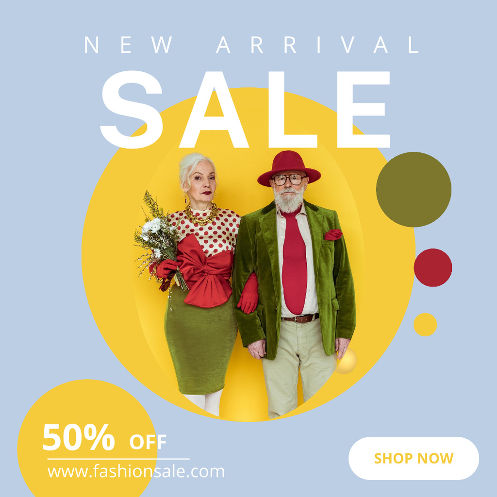 New Clothes Arrival For Seniors With Discount Instagram Design Template