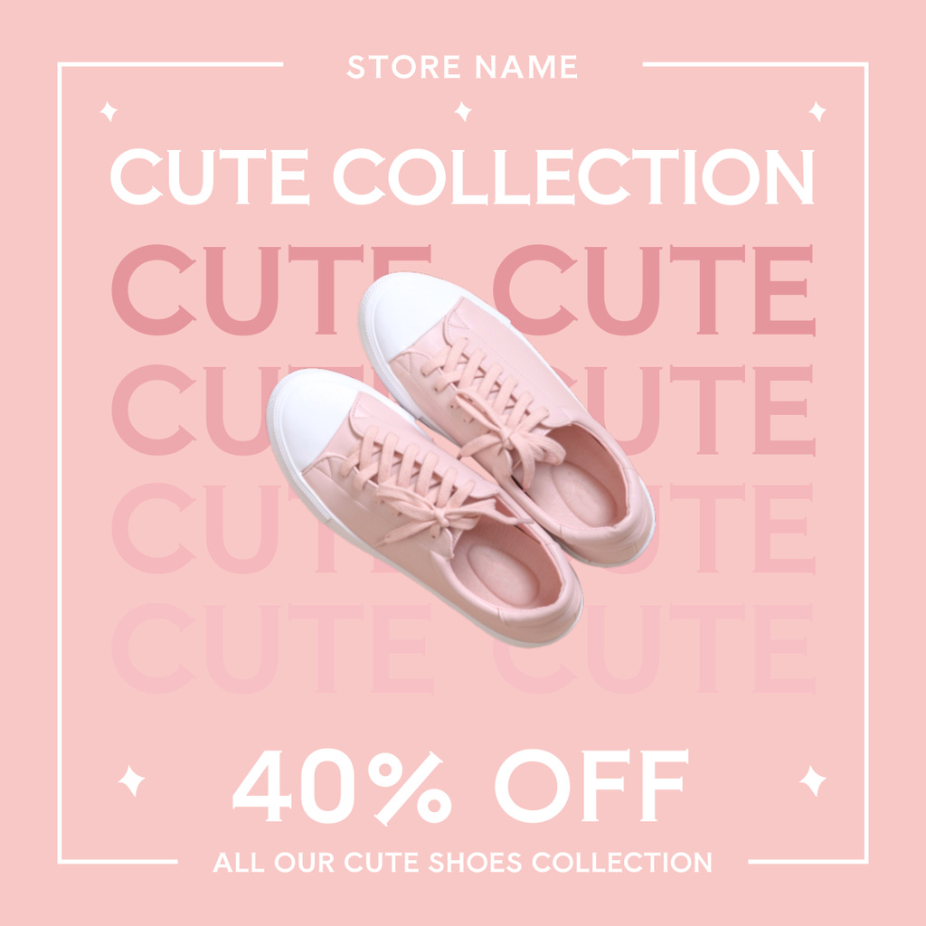 Cute Pink Collection of Casual Shoes Instagramデザインテンプレート